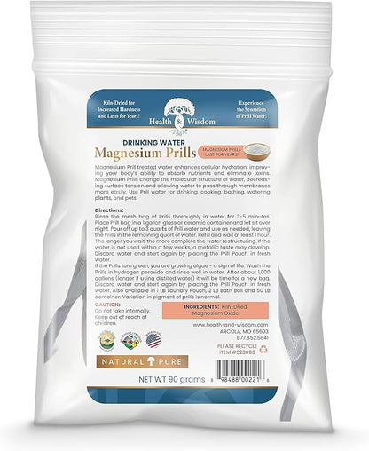 Health and Wisdom Magnesium Prills - Structured Water Devices, Magnesium Laundry Beads, Topical Magnesium, Precious Mineral, Magnesium Water, Deionized Water, Magnesium Soak - 3.18 Ounces