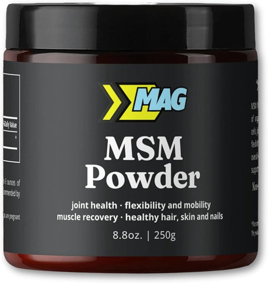 MSM Powder - 100% Organic Sulfur Crystals for Joint Support, Muscle Recovery, Skin Health, Nail & Hair Growth - Lab Tested - 83 Servings (250g)