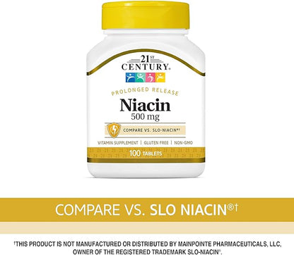 21st Century Niacin 500 mg Prolonged Release Tablets, 100 Count (27474) (Pack of 2)