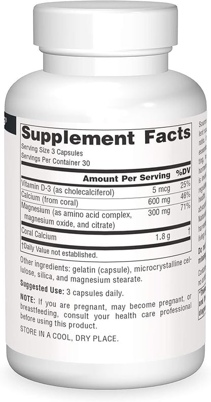 Source Naturals Coral Calcium with Magnesium Capsules, 90 Capsules