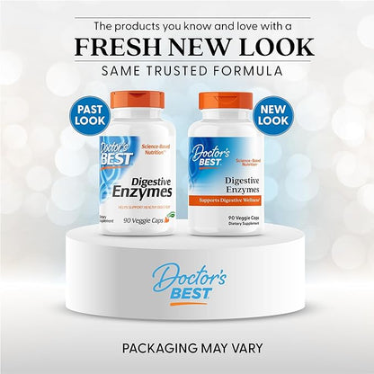 Doctors Best Digestive Enzymes, Supports Digestive Wellness, Non-GMO, Vegetarian 90 Veggie Caps