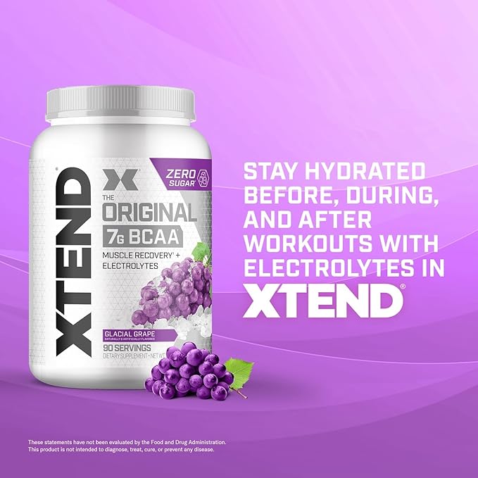 XTEND Original BCAA Powder 7g BCAA and 2.5g L-Glutamine, Sugar Free Post Workout Muscle Recovery Drink with Amino Acids for Men & Women, 90 Servings