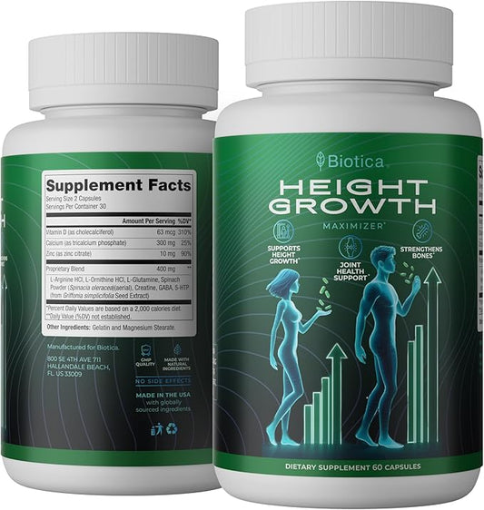 Height Growth Pills - Natural Hеight Growth Maximizer - Bone Up Calcium Supplement - Growth Factor Support, and Stature Development - Advanced Formula of Grow Pills