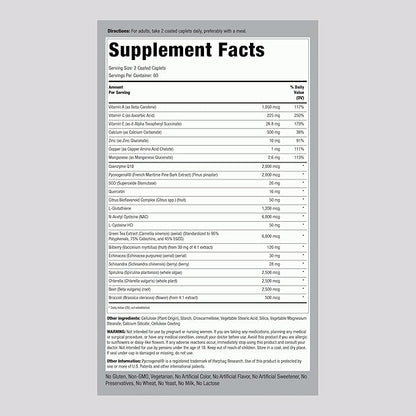 Piping Rock Antioxidant Supplements 120 Caplets | Advanced Formula for Men and Women | with Vitamin A, C, E | Ultra Max Complex | Non-GMO, Gluten Free