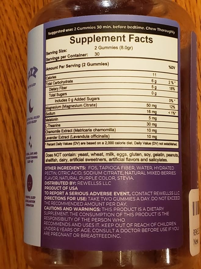Melatonin Gummies | 5mg Melatonin Sleep Support Gummy for Adults | Fall Asleep Supplement for Health | Magnesium L-Theanine Chamomile | Gluten & Gelatin Free, Sugar Free Sleep Aid | 2 Pack