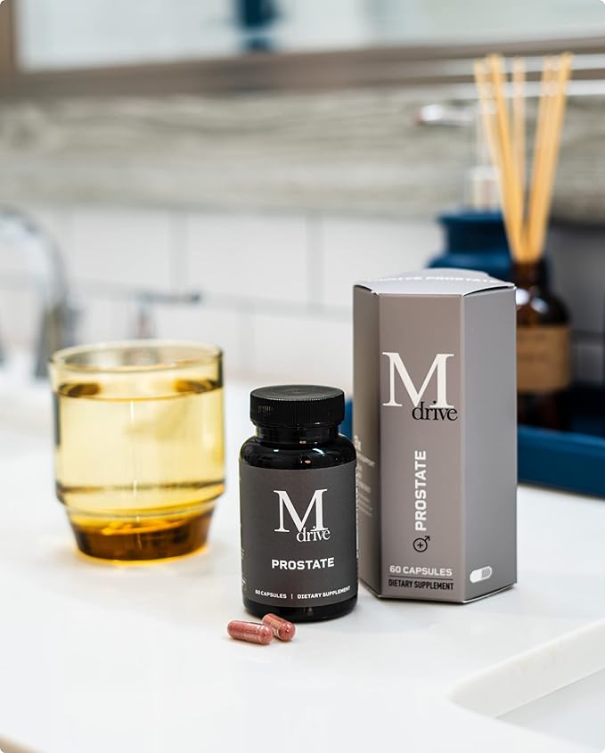 Mdrive Prostate Prostate Support Supplement for Men's Health, Promotes Urinary Tract Health, Supports Normal Flow, Frequency & Bladder Emptying, Flowens Cranberry Extract, S7 N.O. Booster, 60 Capsules