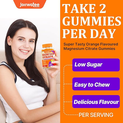 Magnesium Citrate Gummies - Magnesium Citrate with Ashwagandha & L-Theanine, High Absorption Calm Gummies, Magnesium Gummy for Calm, Rest, Nerve, Muscle, 120 Counts