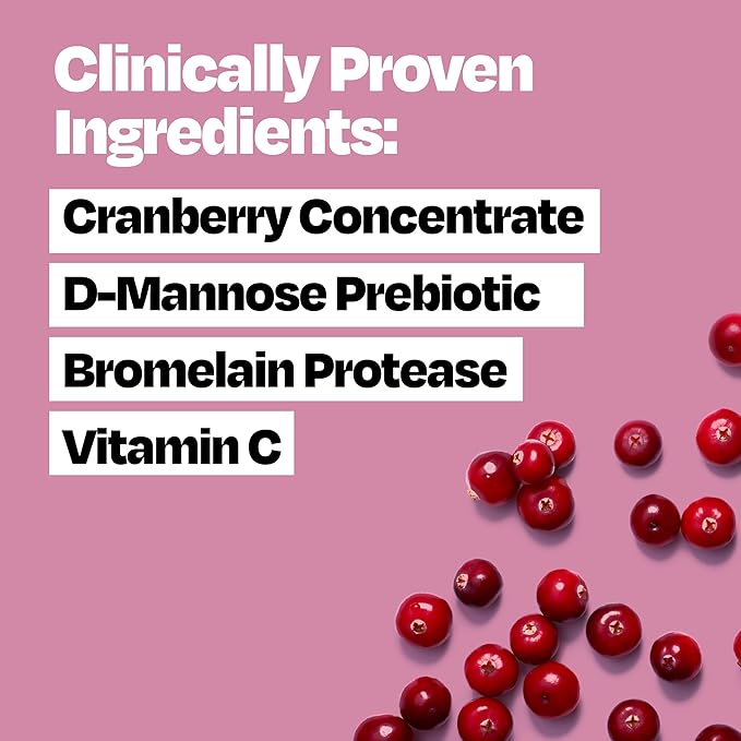 Cystex Urinary Tract Infection Support and Prevention for Men and Women, Cranberry Prebiotic Supplement for UTI Protection & Urinary Health Maintenance, D-Mannose & Vitamin C, 7.6 oz