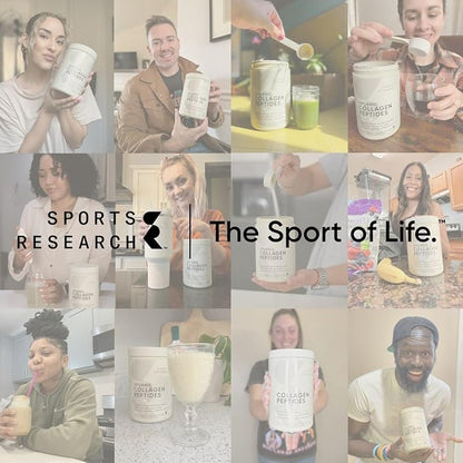 Sports Research Collagen Peptides for Women & Men, Unflavored, 16 oz., Hydrolyzed Type 1 & 3 Collagen Powder Protein Supplement for Healthy Skin, Nails, Bones & Joints