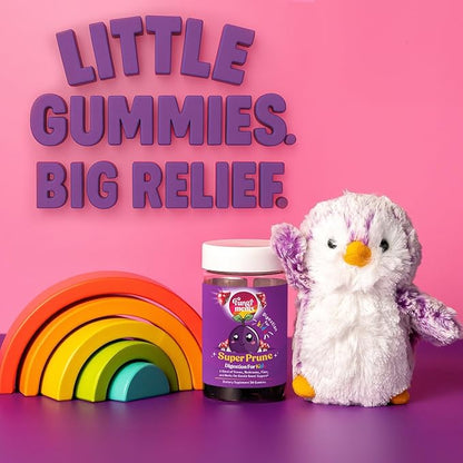 Super Prune Kids - Great for Constipation Relief - Mushroom Supplement - Turkey Tail Mushrooms, Fiber, Rhubarb, Prunes, Ginger, Chamomile (30 Mushroom Gummies)
