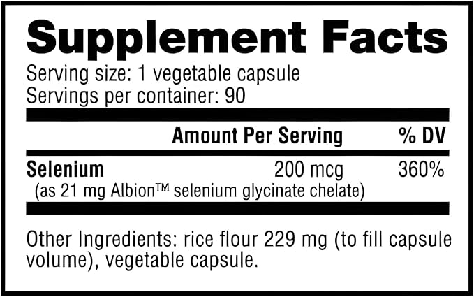 NutraBio Selenium Supplement, 200mcg - 90 Vegetable Capsules