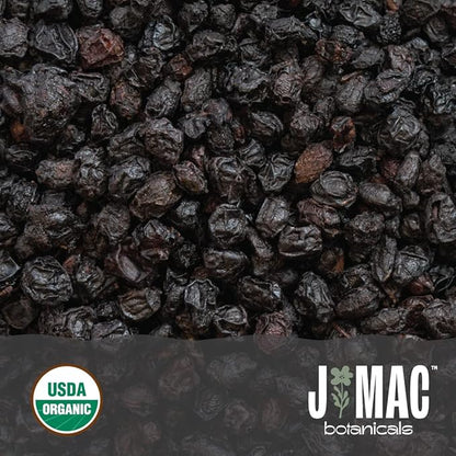 J Mac Botanicals, Organic Dried Elderberry (16 oz) USDA Certified, packaged in USA, whole bulk elder berries for syrup, tea infusions, gummies, Elder Berry