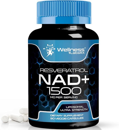 NAD Supplement, 1500mg - Liposomal NAD+ Supplement with Resveratrol, NAD Plus Boosting - Support Cellular Health, Stamina & Healthy Aging - Ultra Strength Capsules, USA Made