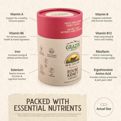 Grass Fed Bovine Kidney: 3000 Mg per Serving (30 Servings)