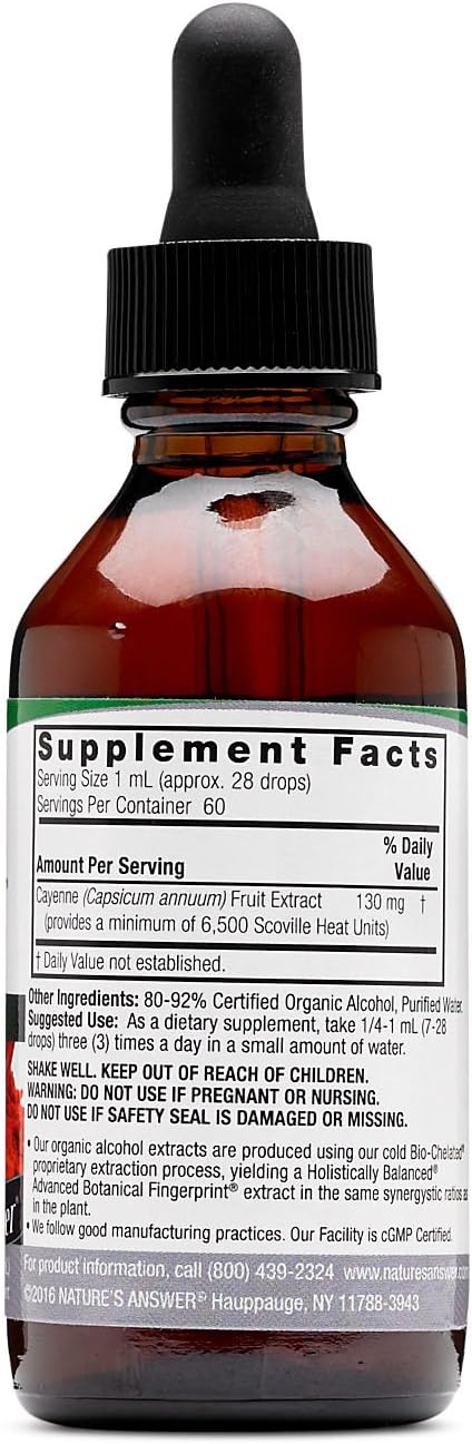 Nature's Answer Cayenne Pepper Tincture 2 Fluid Ounce | Natural Metabolism Booster | Supports Cardiovascular System | Supports Digestion & Circulation