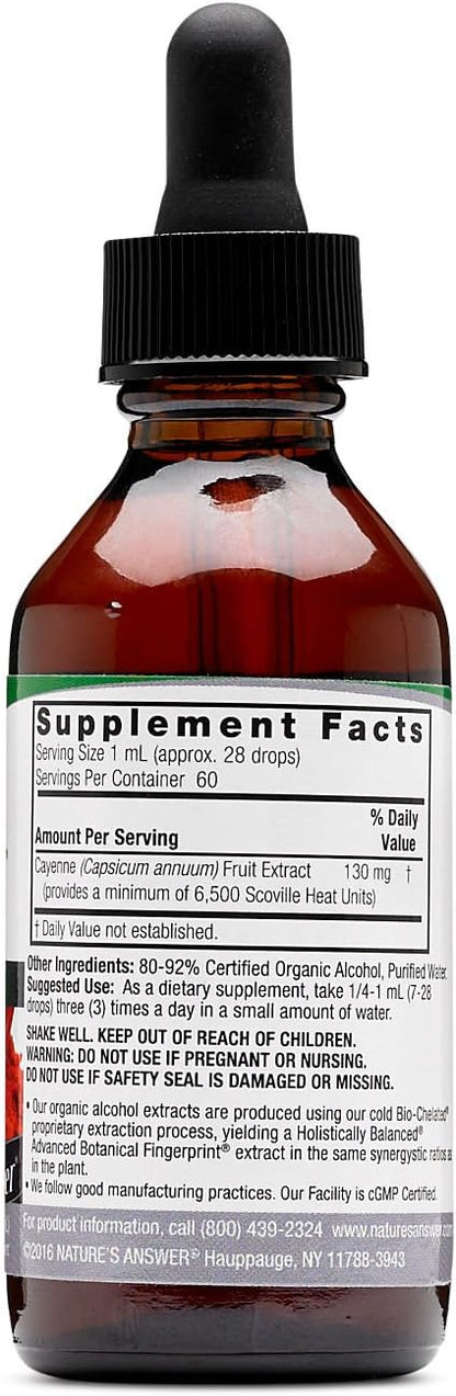 Nature's Answer Cayenne Pepper Tincture 2 Fluid Ounce | Natural Metabolism Booster | Supports Cardiovascular System | Supports Digestion & Circulation
