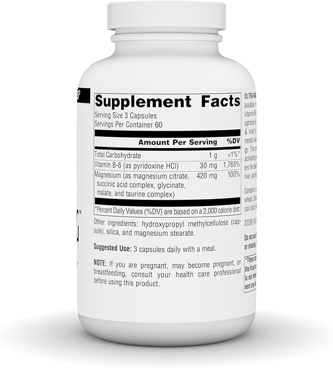 Source Naturals Ultra-Mag, Vegan Dietary Supplement, 5-in1 Bioavailable Magnesium, Relaxes Muscles & Calms Nerves*, Vegan Capsules (180)