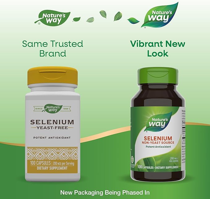 Nature's Way Selenium, Non-Yeast Source, Potent Antioxidant, 100 Capsules (Packaging May Vary)