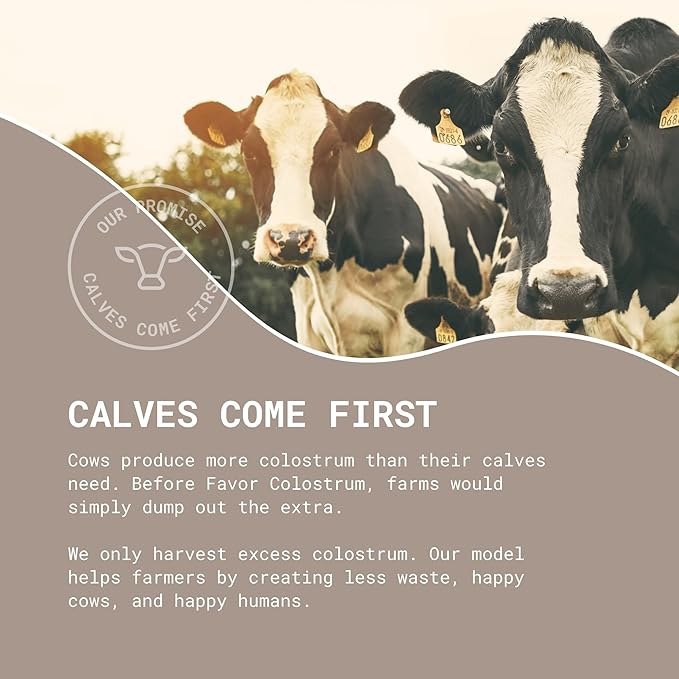 Favor Bovine Colostrum Packets | Liposomal and Whole | Holistic Human Health | Perfect for Travel | First Milking | Naturally High IgG | Ethically Made in The USA | Easy to Mix [Unflavored]