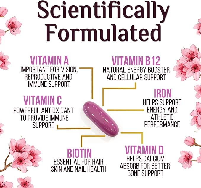 Multivitamin for Women with Iron, Calcium, Zinc, Vitamin A, C, D, E, & B Vitamins for Bone, Skin & Immune Health Support, Nature's Daily Womens Multivitamins for Women's Energy & Health, 120 Softgels