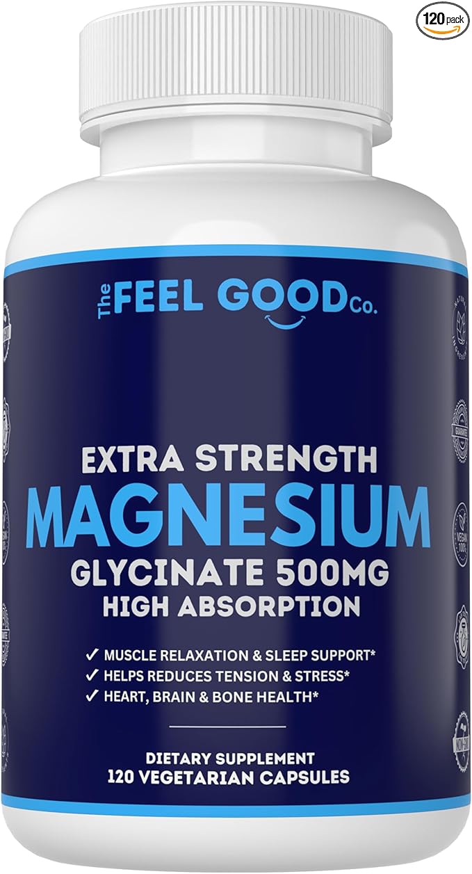 Magnesium Glycinate 500mg Pure Night Sleep, 120 Capsules, High Absorption - Non-GMO, Gluten Free, Vegan, Organic - Supplement for Sleep, Heart Health Nerves, Bones, Muscles - Massive 4 Month Supply