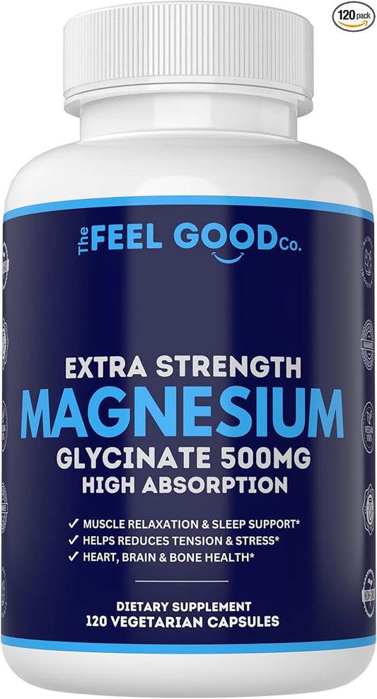 Magnesium Glycinate 500mg Pure Night Sleep, 120 Capsules, High Absorption - Non-GMO, Gluten Free, Vegan, Organic - Supplement for Sleep, Heart Health Nerves, Bones, Muscles - Massive 4 Month Supply