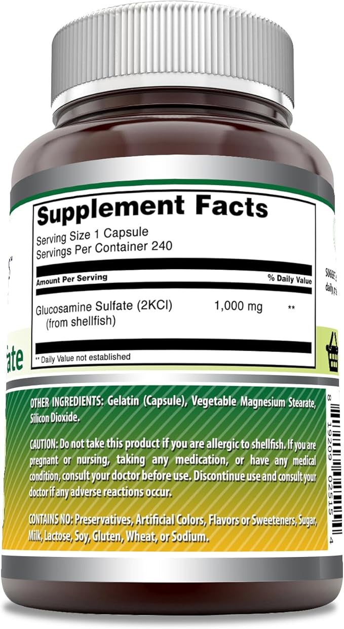 Amazing Formulas Glucosamine Sulfate 1000 mg Capsules Supplement | Non-GMO | Gluten Free | Made in USA (240 Count)