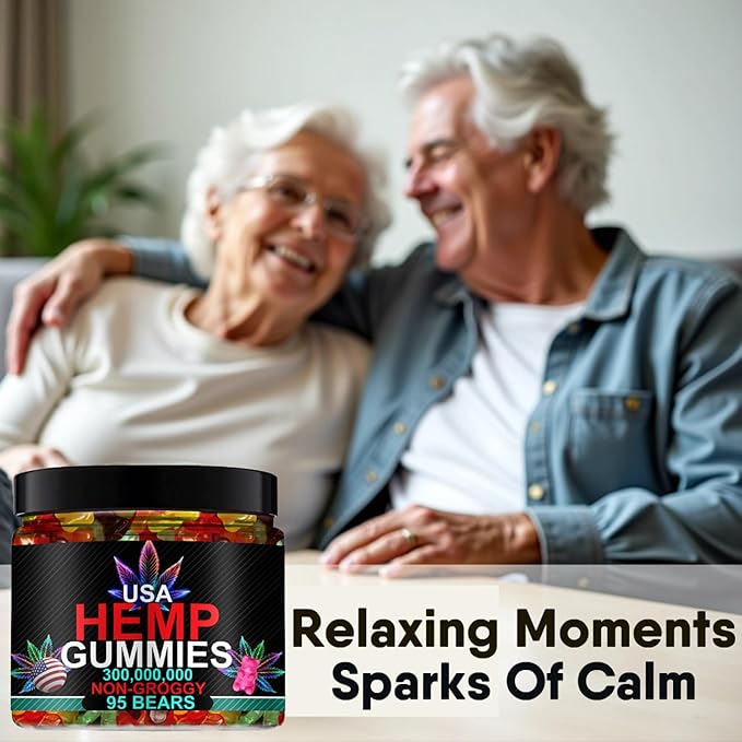 Hemp Gummies Sleep Edibles for Peace and Relaxation-High Potency Pure Extra Strength Hemp Oil-Made in USA