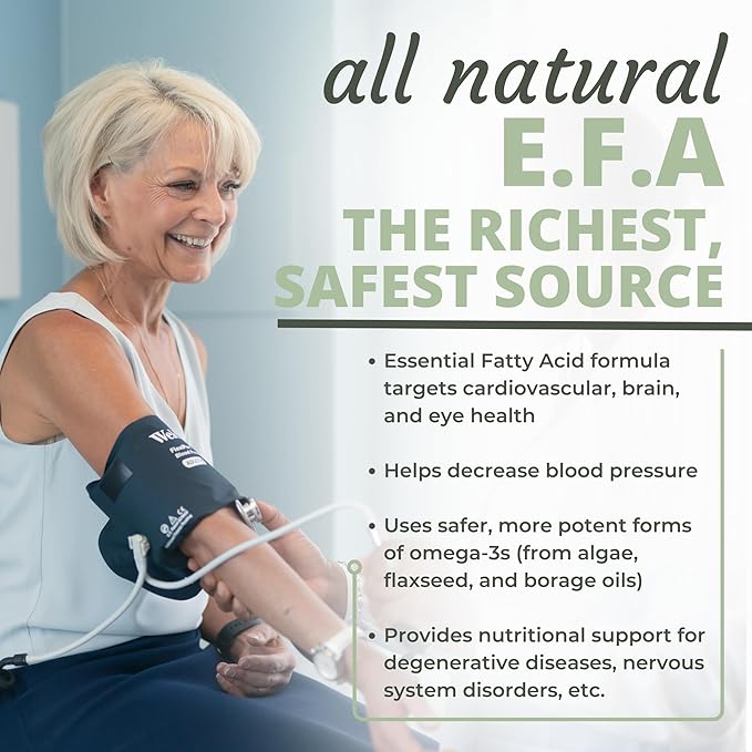 Optimal Health Systems EFA | 1,000 mg from Borage, Flaxseed, and Algae Oil | Safer, Plant-Based Blend | Essential Fatty Acid Supplement | 60 Capsules