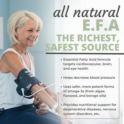 Optimal Health Systems EFA | 1,000 mg from Borage, Flaxseed, and Algae Oil | Safer, Plant-Based Blend | Essential Fatty Acid Supplement | 60 Capsules