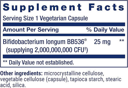 Life Extension Bifido GI Balance, probiotics, Bifidobacterium longum BB536® (2 Billion CFU), Support Healthy Gut & Digestive Health, Gluten-Free, Non-GMO, Vegetarian, 60 Capsules