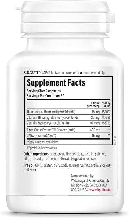 Kyolic Aged Garlic Extract Formula 101, Stress and Fatigue Relief, 100 Capsules (Packaging May Vary)