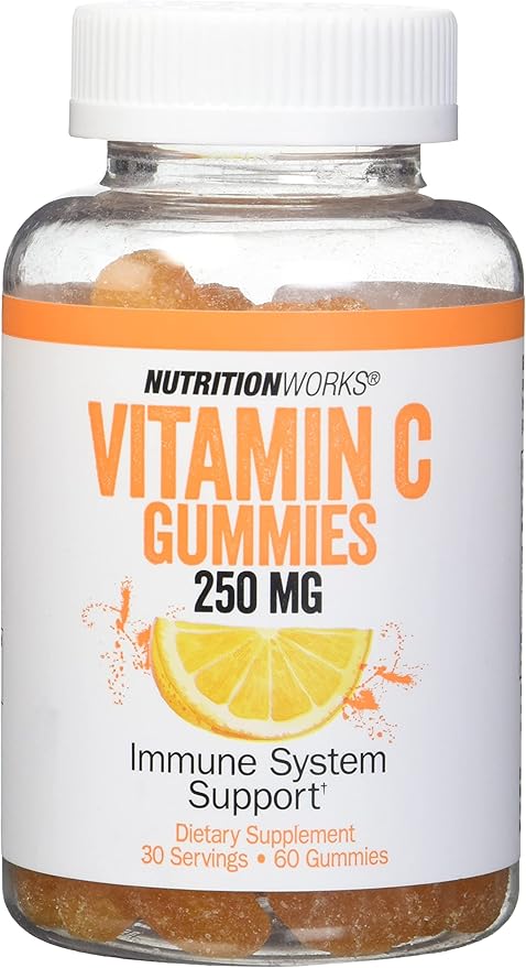 NutritionWorks Vitamin C 250 mg Gummies, Supports Immune Health, Packed with Potent Antioxidants, 60 Gummies