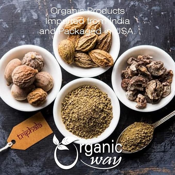 Organic Way Triphala Herbal Powder - Amla, Haritaki & Bibhitaki Formula | Kosher & USDA Certified | Vegan, Non-GMO & Gluten Free | Tested for Heavy Metal and Purity | 100% Raw from India (1LBS / 16Oz)