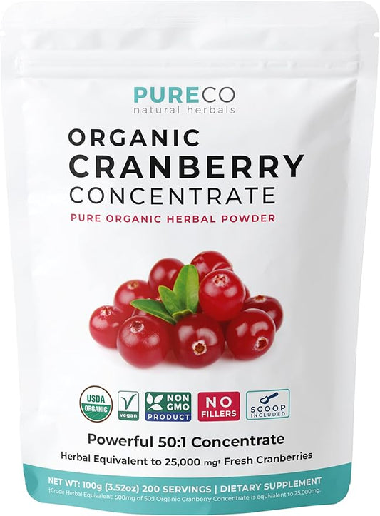 USDA Cranberry Powder Organic Certified - Organic Cranberry Juice Concentrate Support Urinary Tract Health for Women & Men - Pure Cranberry Concentrate Vegan Non-GMO & Filler Free (200 Servings)