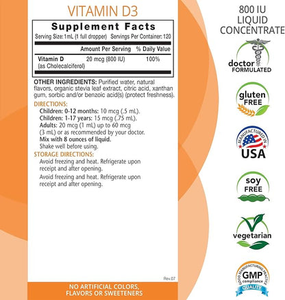 Eniva Health Liquid Vitamin D (D3) | Dr. Formulated for Rapid Absorption (120 mL)