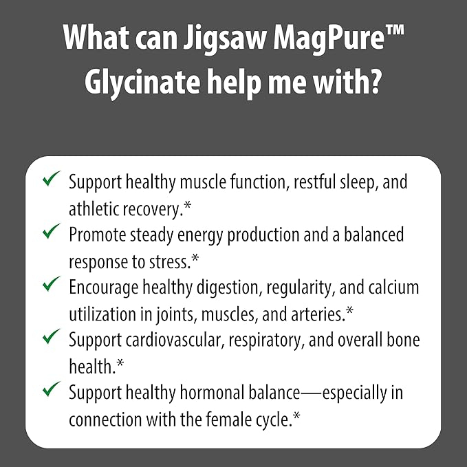 Jigsaw Health MagPure Glycinate | Premium Magnesium Glycinate Capsules | 120 Capsules