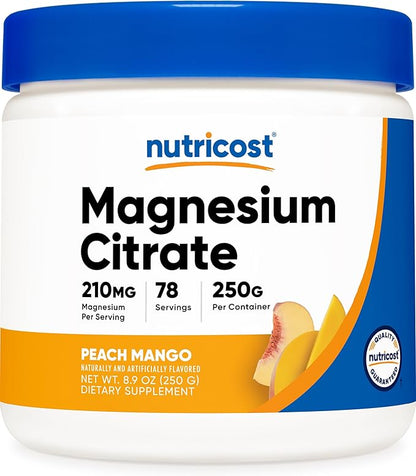Nutricost Magnesium Citrate Powder (Peach Mango, 250 Gram)