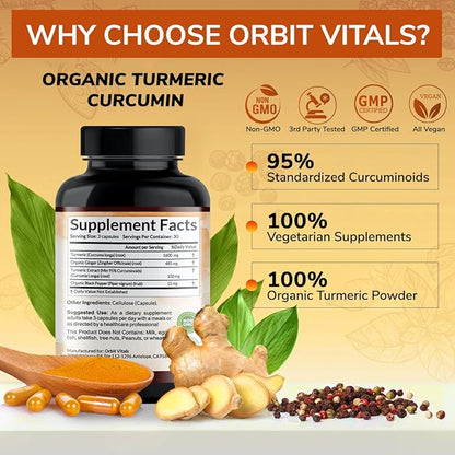 Turmeric Curcumin with Black Pepper & Ginger 2250mg - Ultra Potent Turmeric Supplement with 95% Curcuminoids & BioPerine for Joint Support, Enhanced Bioavailability, Immune Health - 90 Vegan Capsules