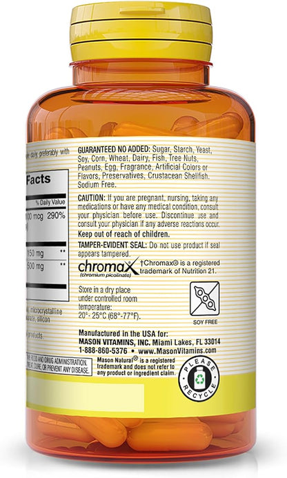 MASON NATURAL Cinnamon with Alpha Lipoic Acid - Healthy Sugar Metabolism, Supports Heart and Circulatory Health, 60 Capsules