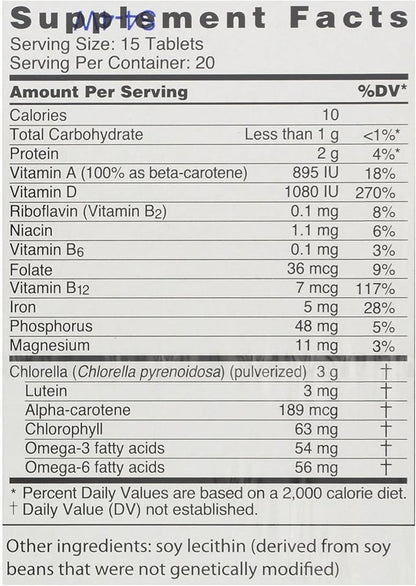 SUN CHLORELLA - Chlorella Supplement, Vitamin-Enriched and Vegan-Friendly Tablets (200 Mg - 300 ct)