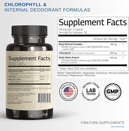 Body Deodorizing Supplement for Women - Magic Chlorophyll Pills for Body Odor Eliminator, it Works for Her Internal Deodorant, 30 Capsules