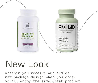 Amy Myers MD Digestive Enzymes for Digestion Aid - 19 Enzymes for Gut Health, Bloating & Stomach Issues - DPP-IV Protease Amylase Lipase Lactase Sucrase - Break Down Protein carb Sugar Fiber 120 Caps