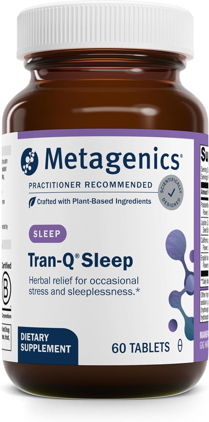 Metagenics Tran-Q Sleep - for Stress Management & Sleep Support - with California Poppy, English Lavender & Passion Flower Herb - Melatonin Free - 60 Tablets