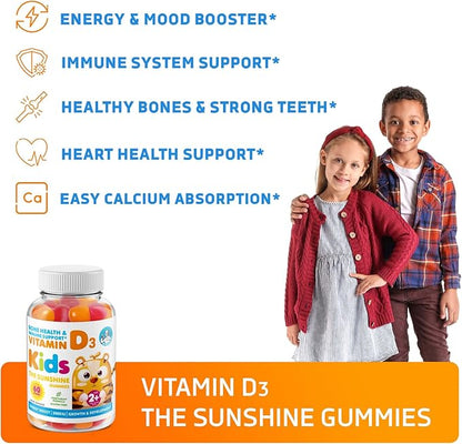 Vitamin D Gummies for Kids&Adults 2000 IU and Magnesium Gummies - healthy Vitamin D3 Supplements 1000IU - Vegetarian Gelatin-Free Immune Support with Sugar-Free Magnesium Calm Chews for Kids&Adults