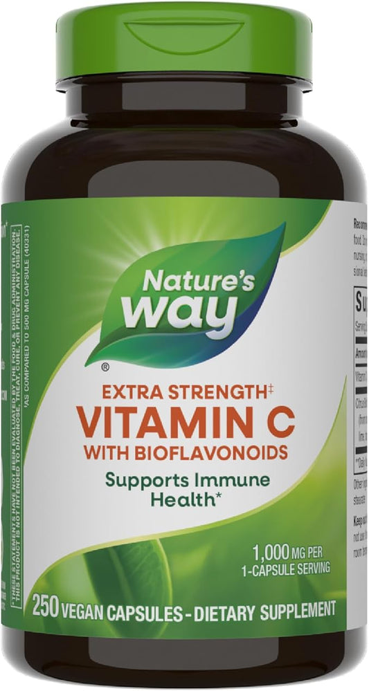 Nature’s Way Extra Strength Vitamin C with Bioflavonoids - 1,000 mg Vitamin C per Serving - Immune Health* - Citrus Bioflavonoids from Orange, Grapefruit, Lemon & More - 250 Capsules