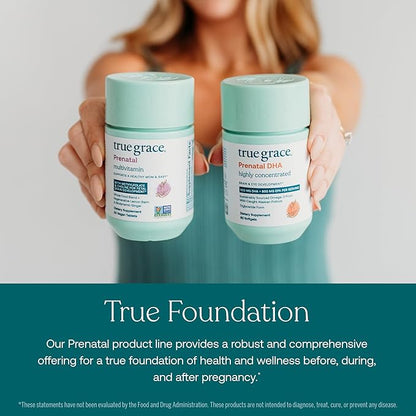 True Grace Prenatal DHA - 60 Softgels - 1400mg of DHA & EPA - for Pre-Conception, Pregnancy & Lactation - Wild Caught & Sustainably Sourced - Gluten Free - 30 Servings
