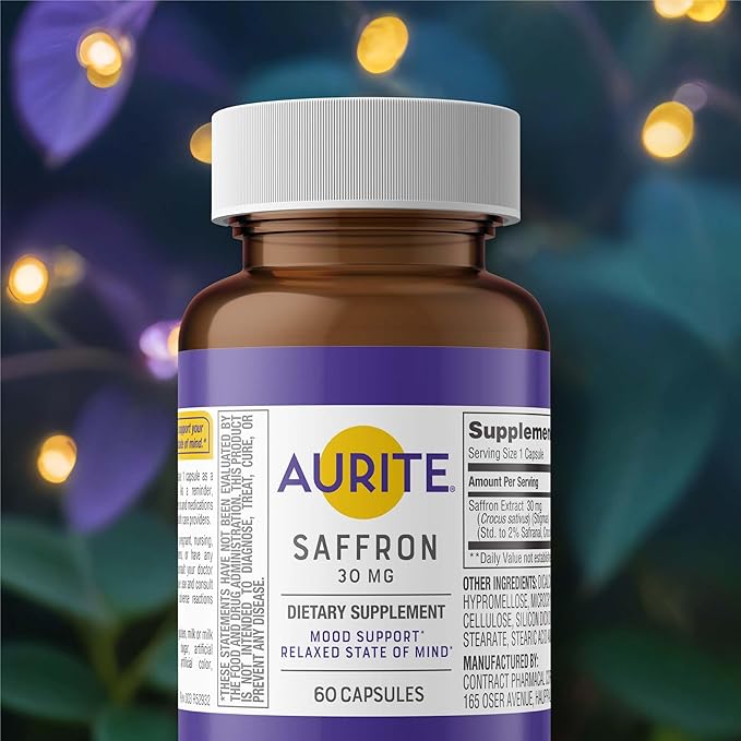 Saffron Supplement | Stress Management, Herbal Mood Support, Long-Term Memory, for Women & Men. 30 Count, Saffron 30mg, Vegetarian Friendly, Non-GMO, Gluten-Free, Soy-Free (1 Months of Supply)