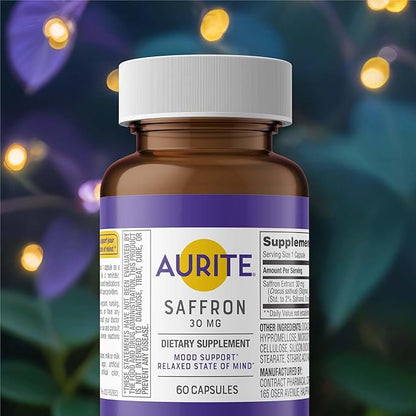 Saffron Supplement | Stress Management, Herbal Mood Support, Long-Term Memory, for Women & Men. 30 Count, Saffron 30mg, Vegetarian Friendly, Non-GMO, Gluten-Free, Soy-Free (1 Months of Supply)