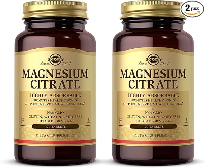 Solgar - Magnesium Citrate, 120 Tablets, Supports Nerve and Muscle Function - 2 Pack